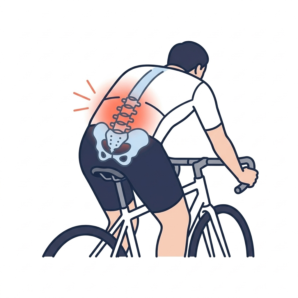 Cycling lower back pain illustration